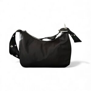Small Black Hobo Nylon Bag with Eyelet Strap shoulder bag